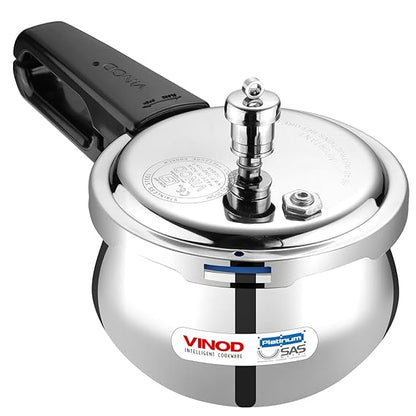 Vinod Platinum Plus Outer Lid Pressure Cooker - Full Product View with Size Variants | Vinod Cookware India