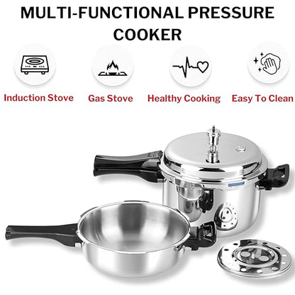 Vinod Platinum Pressure Cooker with Deep Pan Combo Set - Size Variant View | Vinod Cookware India