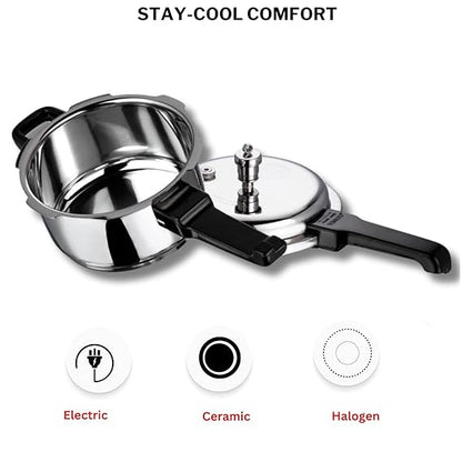 Outer Lid Cooker, Stainless Steel Cooker, Pressure Cooker, SS Cooker, Induction Friendly, Gas Compatible