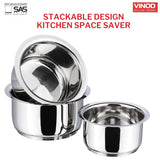 Vinod 5 Piece Tope Set - Riveted Heat-Resistant Bakelite Handles, Drip-Free Rim, AISI 430 Magnetic Induction Base | Vinod Cookware India