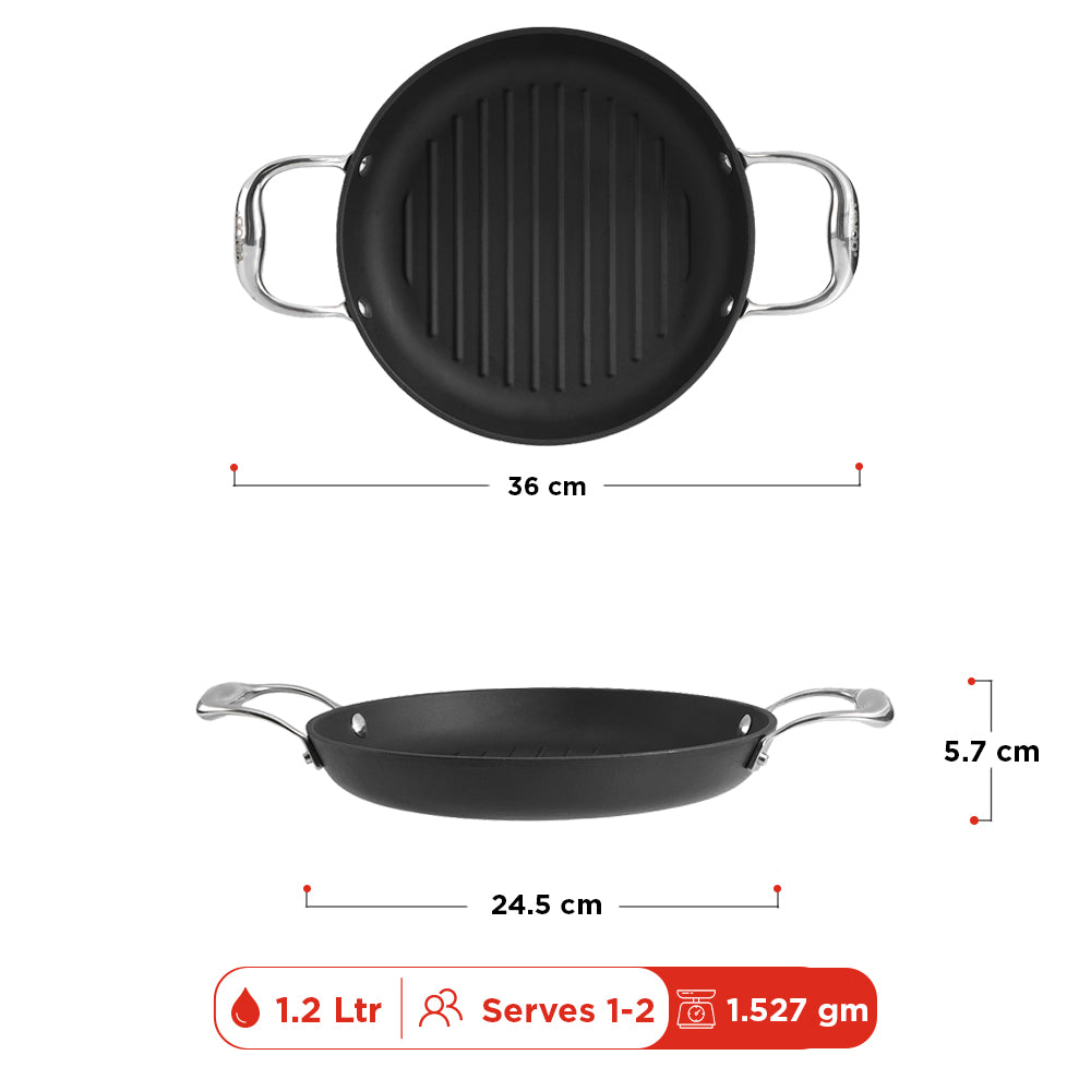 Vinod Ferona Cast Iron Grill Pan - 24 cm