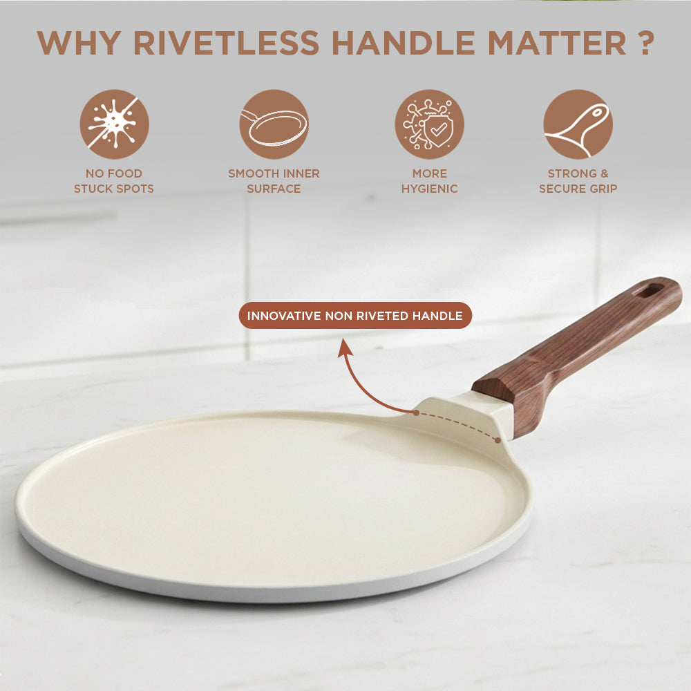 Vinod Ceravit Dosa Tawa Washed Stone - Three Layer Non-Stick Ceramic | Vinod Cookware