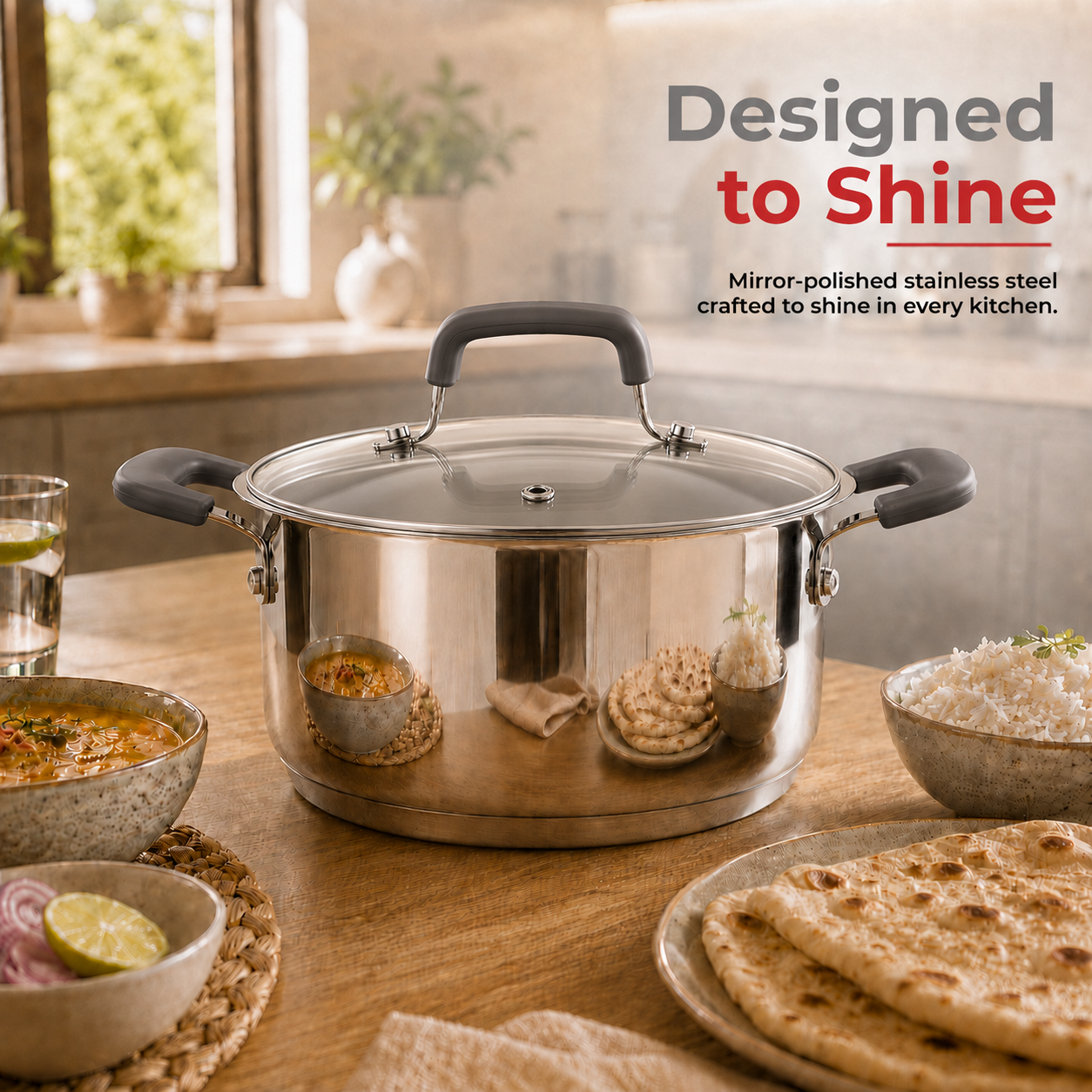 Vinod Stainless Steel Tivoli Saucepot with Glass lid (Induction Friendly)