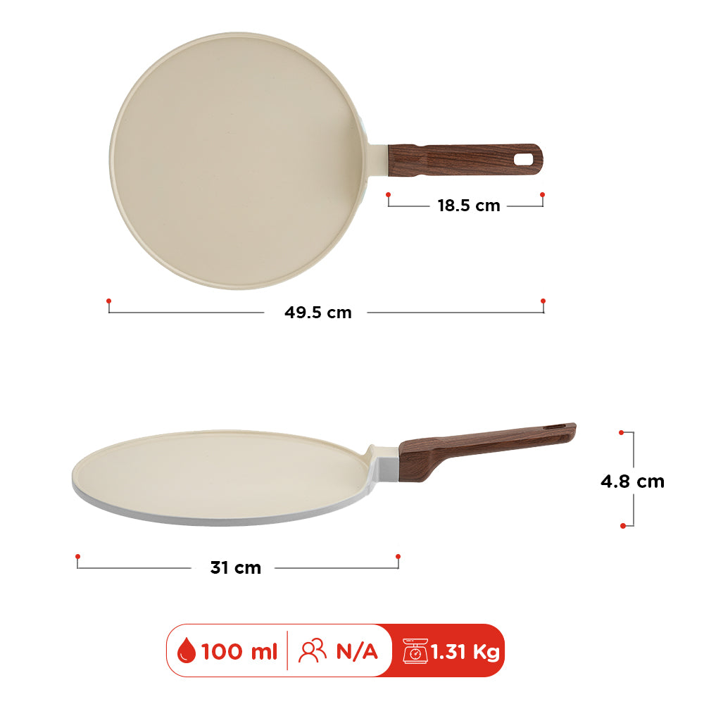 Vinod Ceravit Dosa Tawa Washed Stone 27cm - Dimension Reference Chart | Vinod Cookware