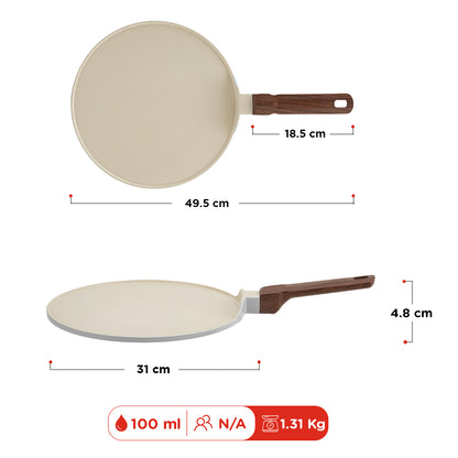 Vinod Ceravit Dosa Tawa Washed Stone 27cm - Dimension Reference Chart | Vinod Cookware