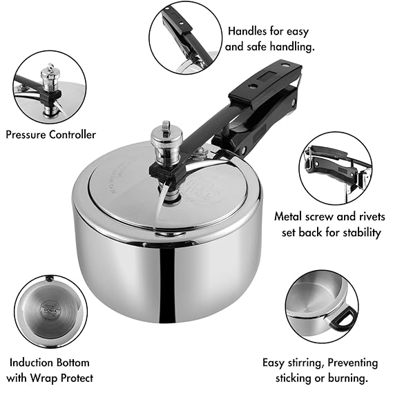 Vinod Platinum Straight Triply Stainless Steel Inner Lid Pressure Cooker - Feature Detail 2 | Vinod Cookware India