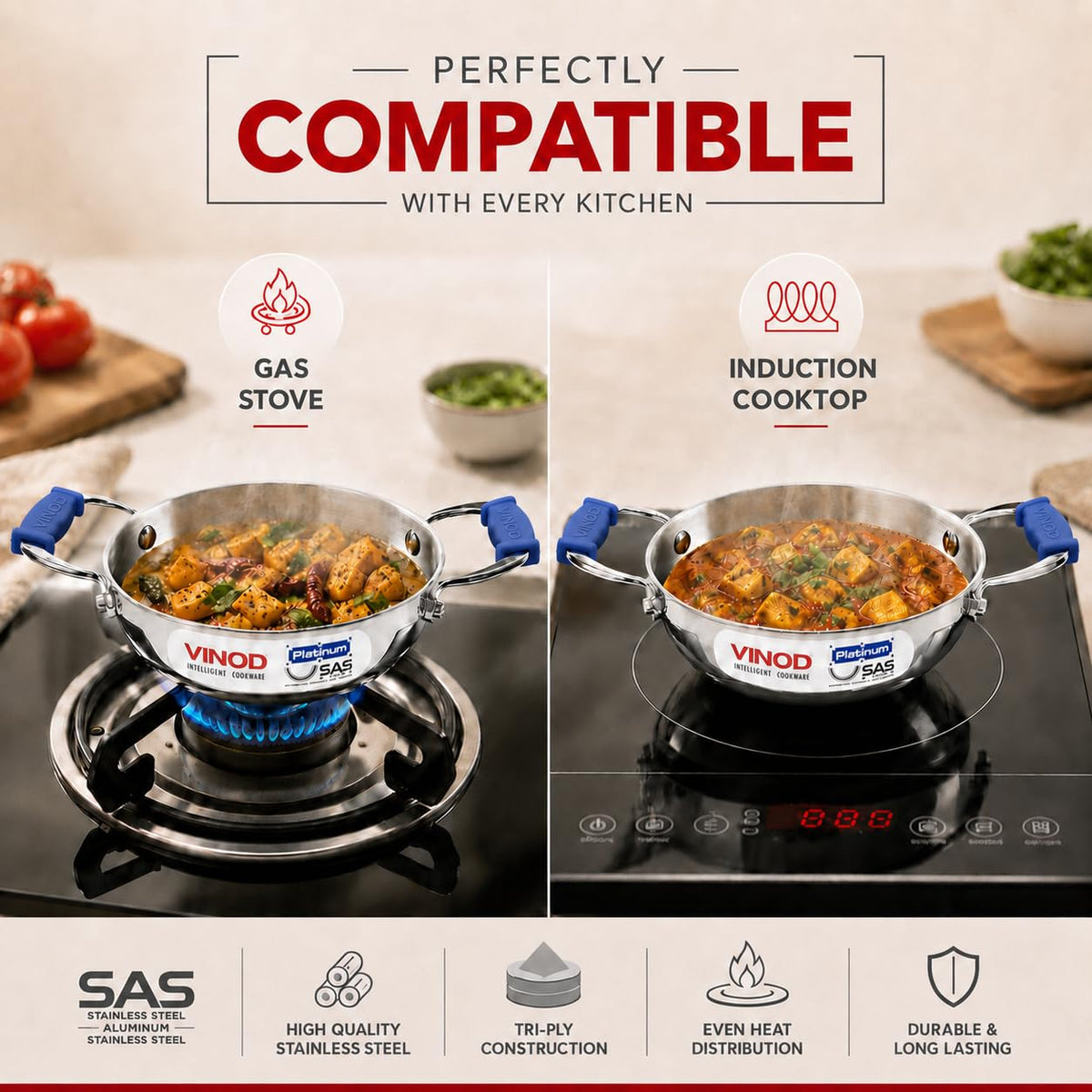 Platinum Triply Mini Kadai - 14 cm