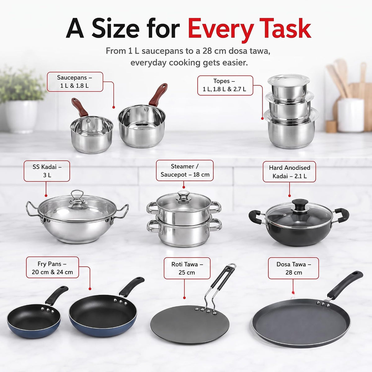Vinod Cookware Kitchen In The Box Cookware Set - 25 Pieces
