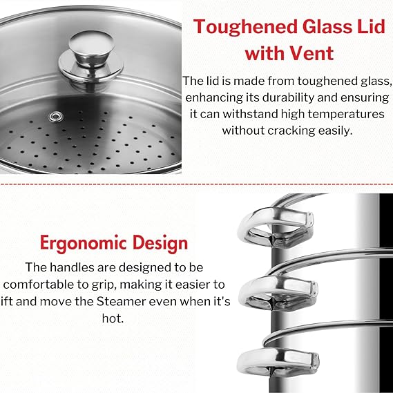 Vinod Stainless Steel 3 Tier Steamer Set (Induction Friendly)