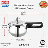 Vinod Platinum Plus Outer Lid Pressure Cooker - Induction Friendly SAS Base Detail | Vinod Cookware India