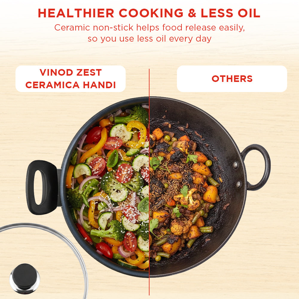 Vinod Zest Ceramica Handi - Induction and Gas Compatible Multi Hob | Vinod Cookware