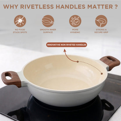 Vinod Ceravit Kadai Washed Stone - Three Layer Ceramic Coating Detail | Vinod Cookware