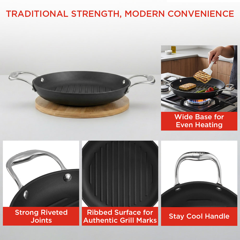 Vinod Ferona Cast Iron Grill Pan - 24 cm