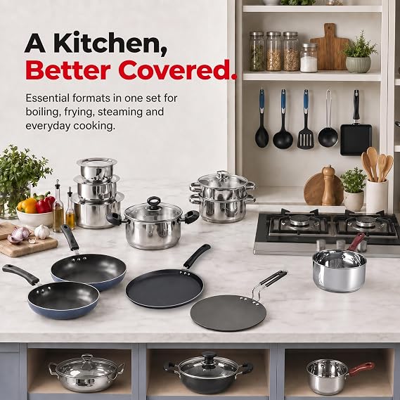 Vinod Cookware Kitchen In The Box Cookware Set - 25 Pieces