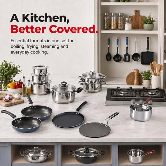 Vinod Cookware Kitchen In The Box Cookware Set - 25 Pieces