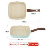 Vinod Ceravit Grill Pan - Cool Touch Wooden Handle Hanging Hook | Vinod Cookware