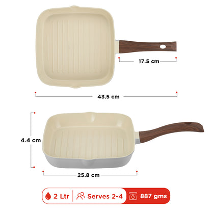 Vinod Ceravit Grill Pan 24cm - Dishwasher Safe Stain Resistant Easy Clean | Vinod Cookware