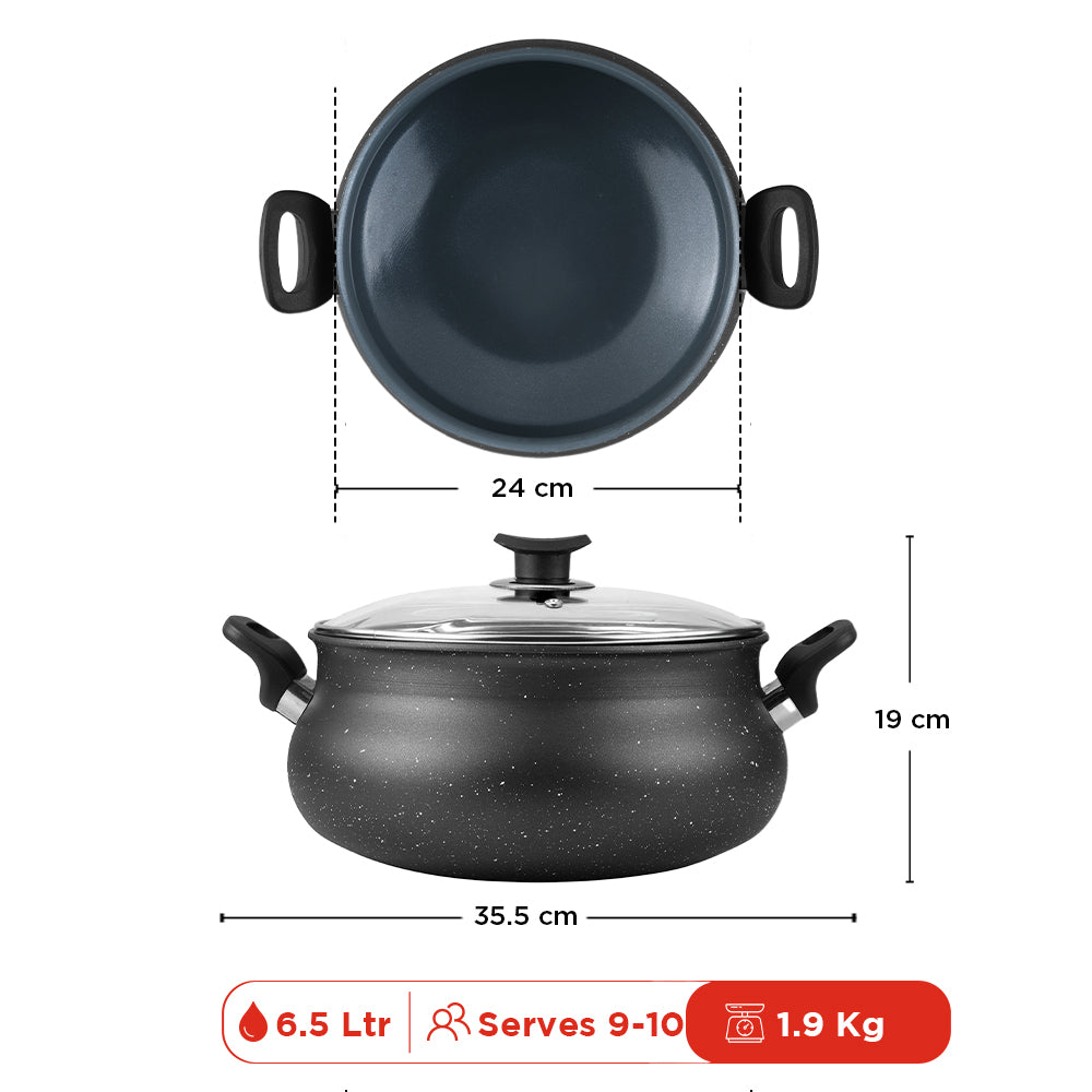 Vinod Zest Ceramica Handi 3.8L - Dimension Reference Chart | Vinod Cookware