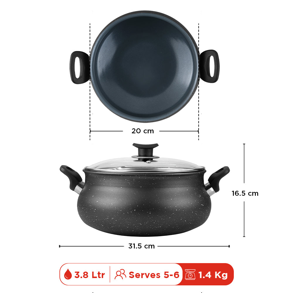 Vinod Zest Ceramica Handi 6.5L - Dimension Reference Chart | Vinod Cookware
