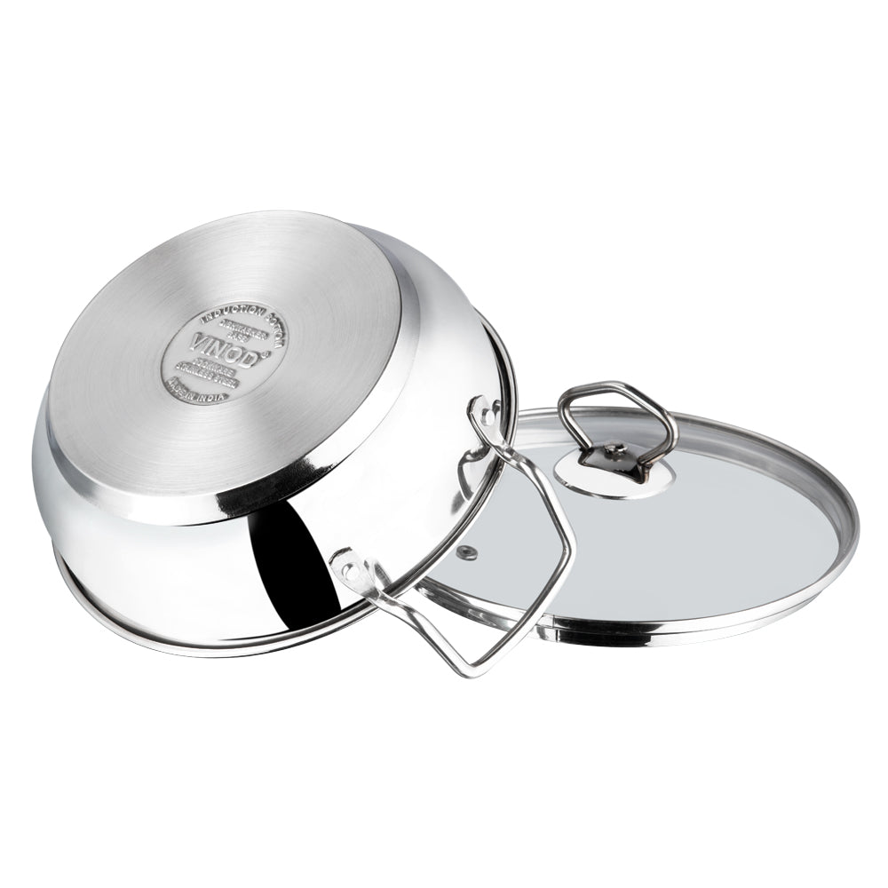 Vinod Stainless Steel Kadai - AISI 430 Magnetic Induction Base for All Cooktops | Vinod Cookware