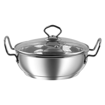 Vinod Amalfi Set - Stainless Steel Kadai 20cm with Toughened Glass Lid | Vinod Cookware