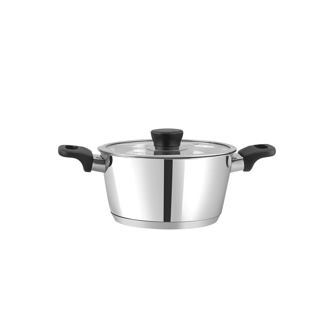 Vinod Trevi Saucepot - Full Set View with Tempered Glass Lid | Vinod Cookware