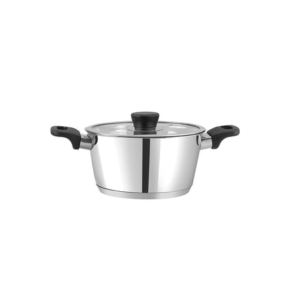 Vinod Trevi Saucepot - Full Set View with Tempered Glass Lid | Vinod Cookware