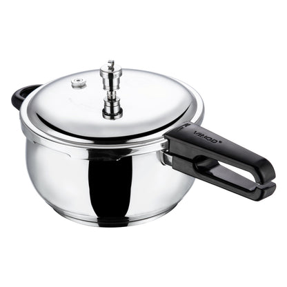 Vinod Splendid Plus Pressure Cooker - Beautiful Mirror Polish Handi Shape Body, Premium Stainless Steel Build | Vinod Cookware India