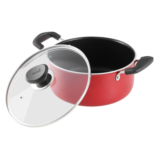 Vinod Zest Non Stick Saucepot with Glass Lid 20cm - Induction Friendly, buy online India