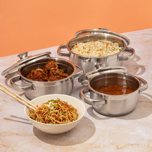 Vinod Bremen Saucepot Set - 2 and 3 Piece Stainless Steel with Lids Induction Safe | Vinod Cookware
