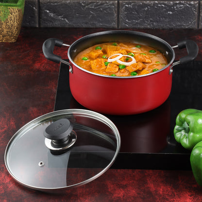 Vinod Zest Non Stick Saucepot with Glass Lid 20cm - Induction Friendly, buy online India
