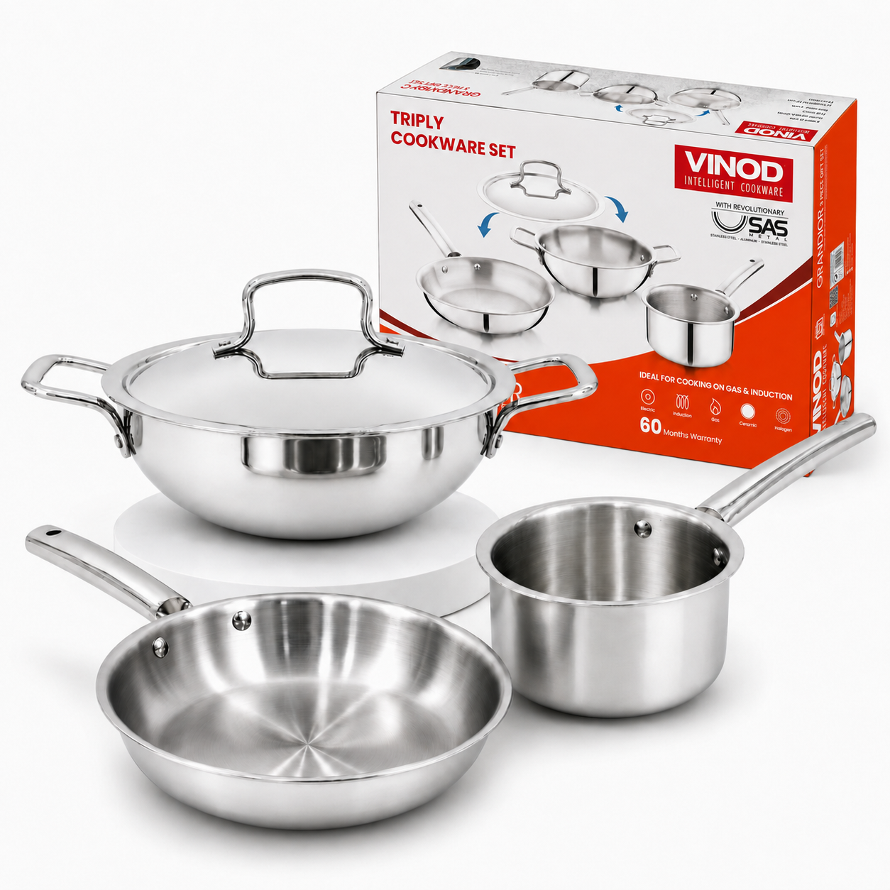 Vinod Grandior Triply Sets - (Induction Friendly)