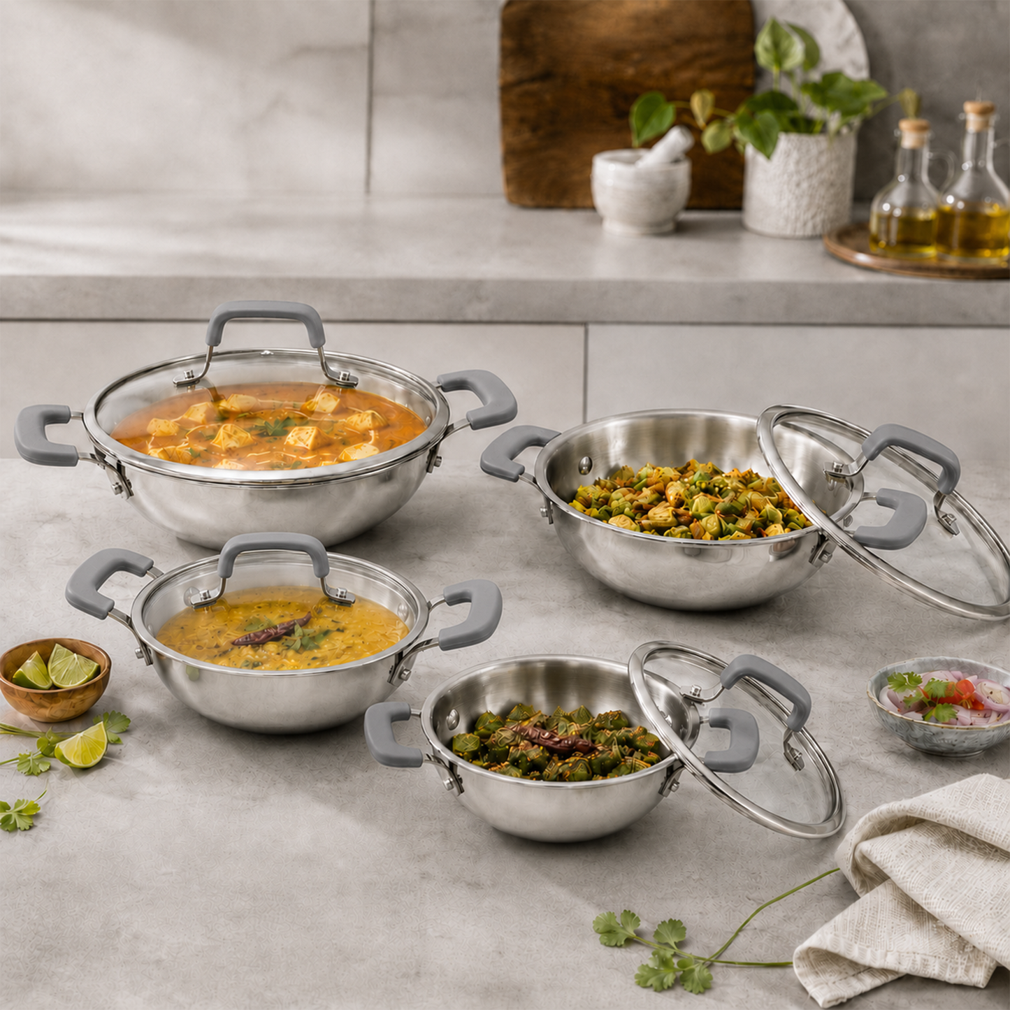 Luxe Triply Kadai with Glass Lid (Induction Friendly)