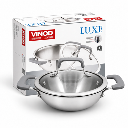 Luxe Triply Kadai with Glass Lid (Induction Friendly)
