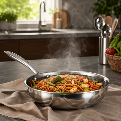Vinod Platinum Triply Stainless Steel SAS Pro FryPan (Induction Friendly)