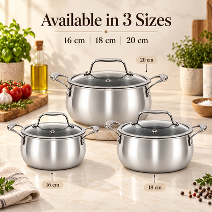 Platinum SAS PRO Belly Saucepot with Glass Lid (Induction Friendly)