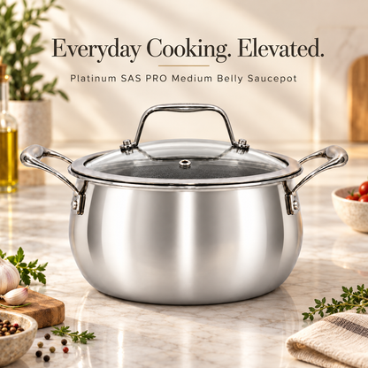 Platinum SAS PRO Belly Saucepot with Glass Lid (Induction Friendly)