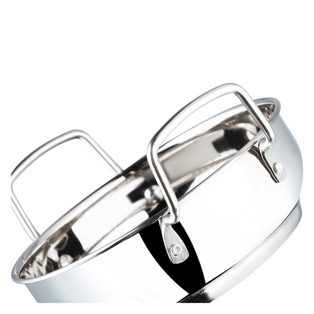 Vinod Kadai with Glass Lid - Comfortable Grip Riveted Handle Detail | Vinod Cookware
