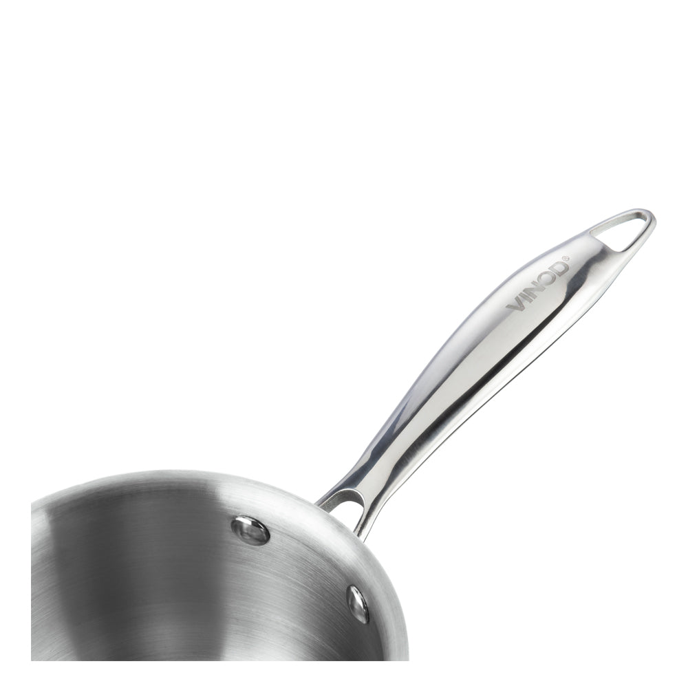 Vinod Platinum Triply Stainless Steel Saucepan - Comfortable Grip Handle | Vinod Cookware India