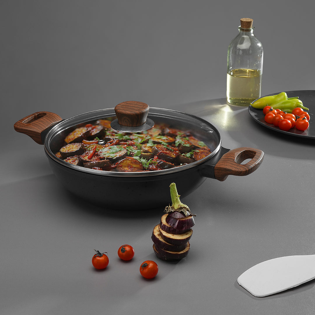 Vinod Di Casa Non-Stick Deep Kadai 22cm 24cm 26cm - Cast Aluminium Induction Friendly | Vinod Cookware