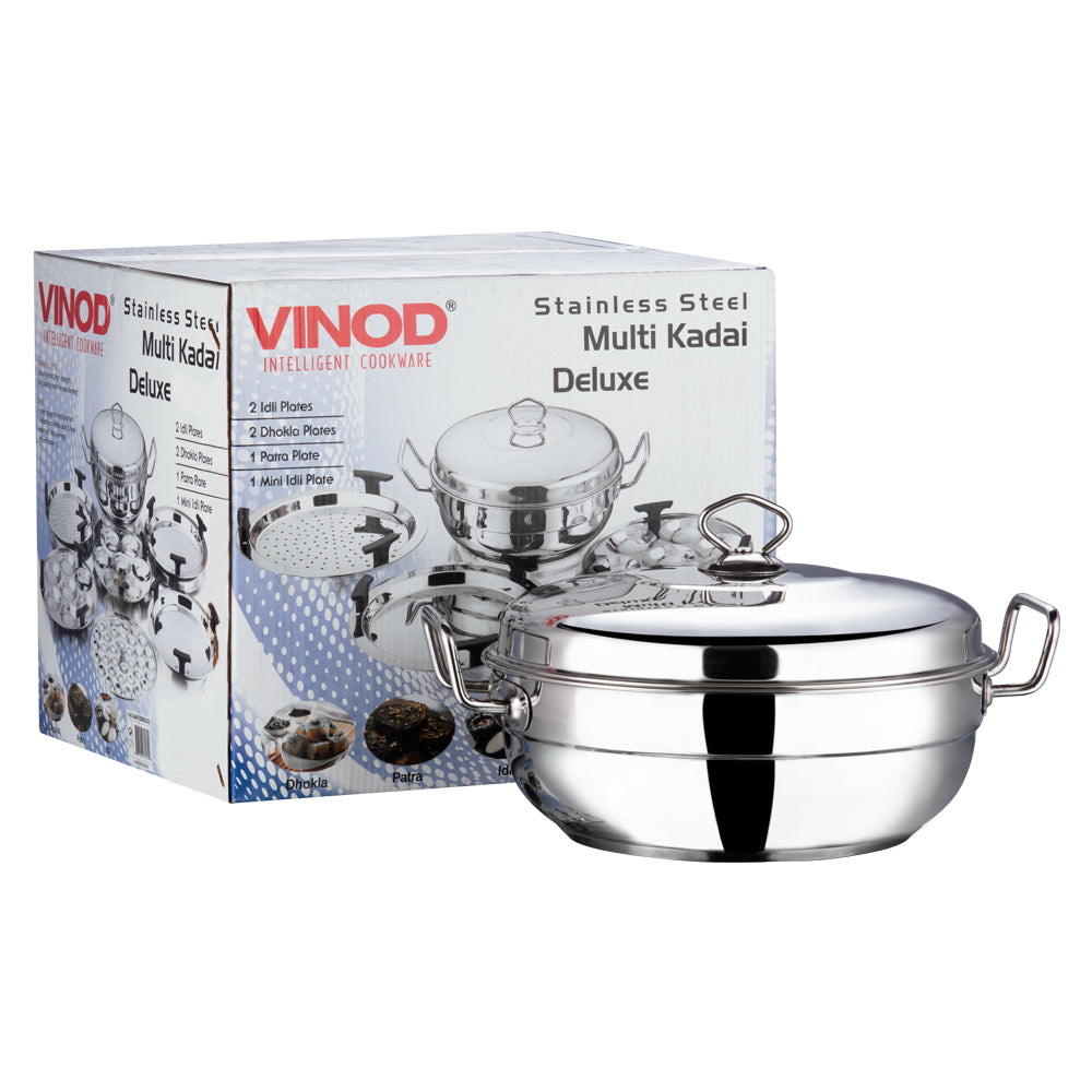 Vinod Stainless Steel 6 pcs Deluxe Multi Kadai (Induction Friendly)