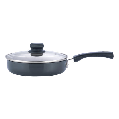 Vinod Hard Anodised Deep Frypan - With Glass Lid | Vinod Cookware India