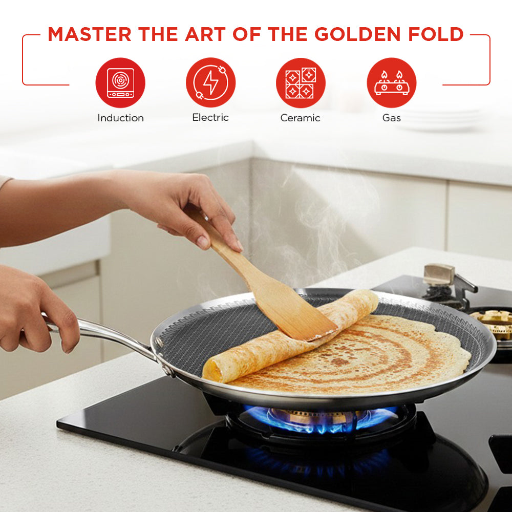 Vinod Platinum Triply SAS Pro Dosa Tawa - Induction Ready Base | Vinod Cookware India