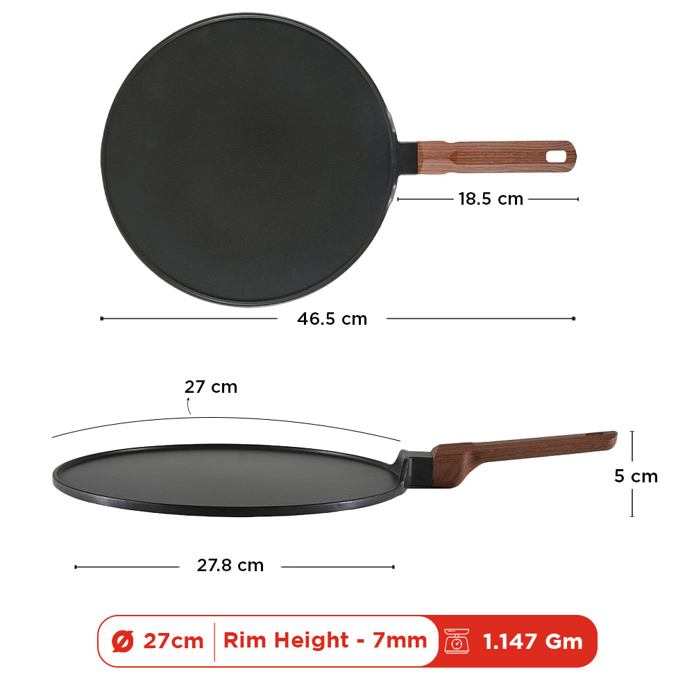 Vinod Di Casa Dosa Tawa - 27cm Dimension Reference Chart | Vinod Cookware