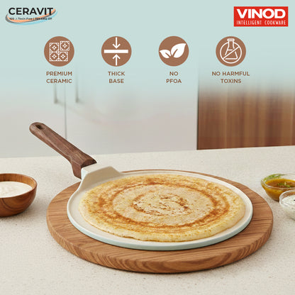 Vinod Ceravit Dosa Tawa Ceragreen 27cm 30cm - Toxin Free Ceramic Non-Stick Induction Friendly | Vinod Cookware