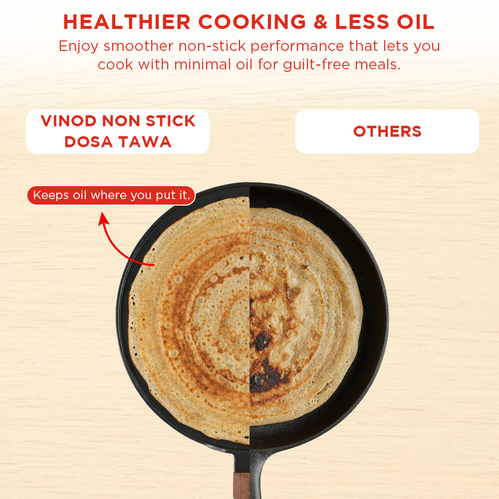 Vinod Di Casa Dosa Tawa - Better Oil Control vs Standard Tawa Comparison | Vinod Cookware