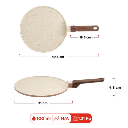 Vinod Ceravit Dosa Tawa Desert Rose 27cm - Dimension Reference Chart | Vinod Cookware