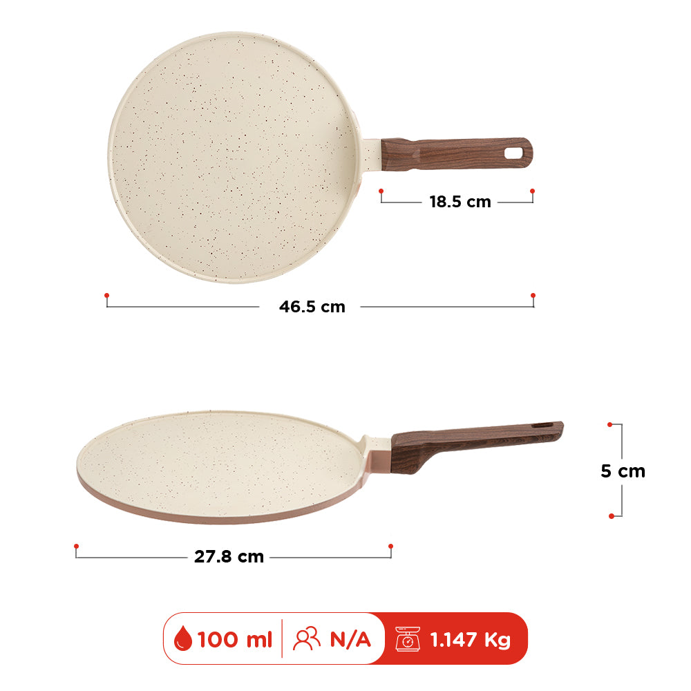 Vinod Ceravit Dosa Tawa Desert Rose 30cm - Dimension Reference Chart | Vinod Cookware