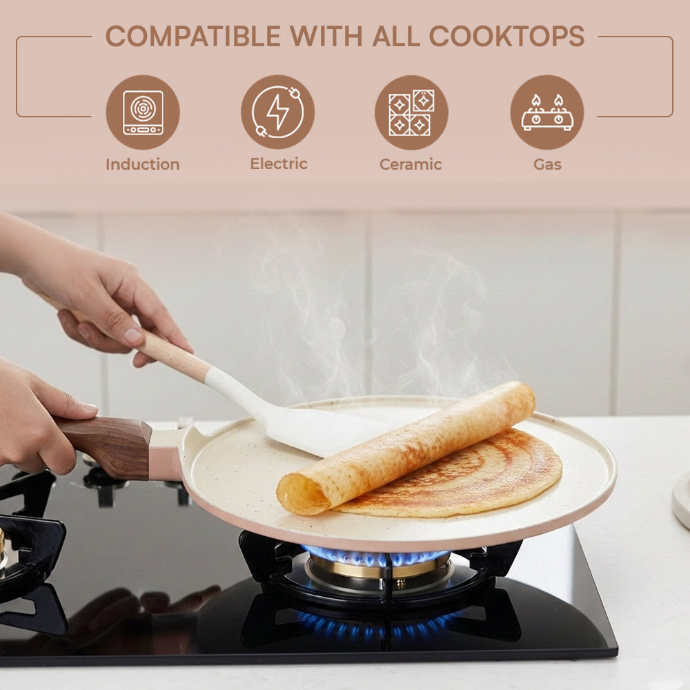 Vinod Ceravit Dosa Tawa Desert Rose - On Induction Heat-Crisp-Slide Technology | Vinod Cookware