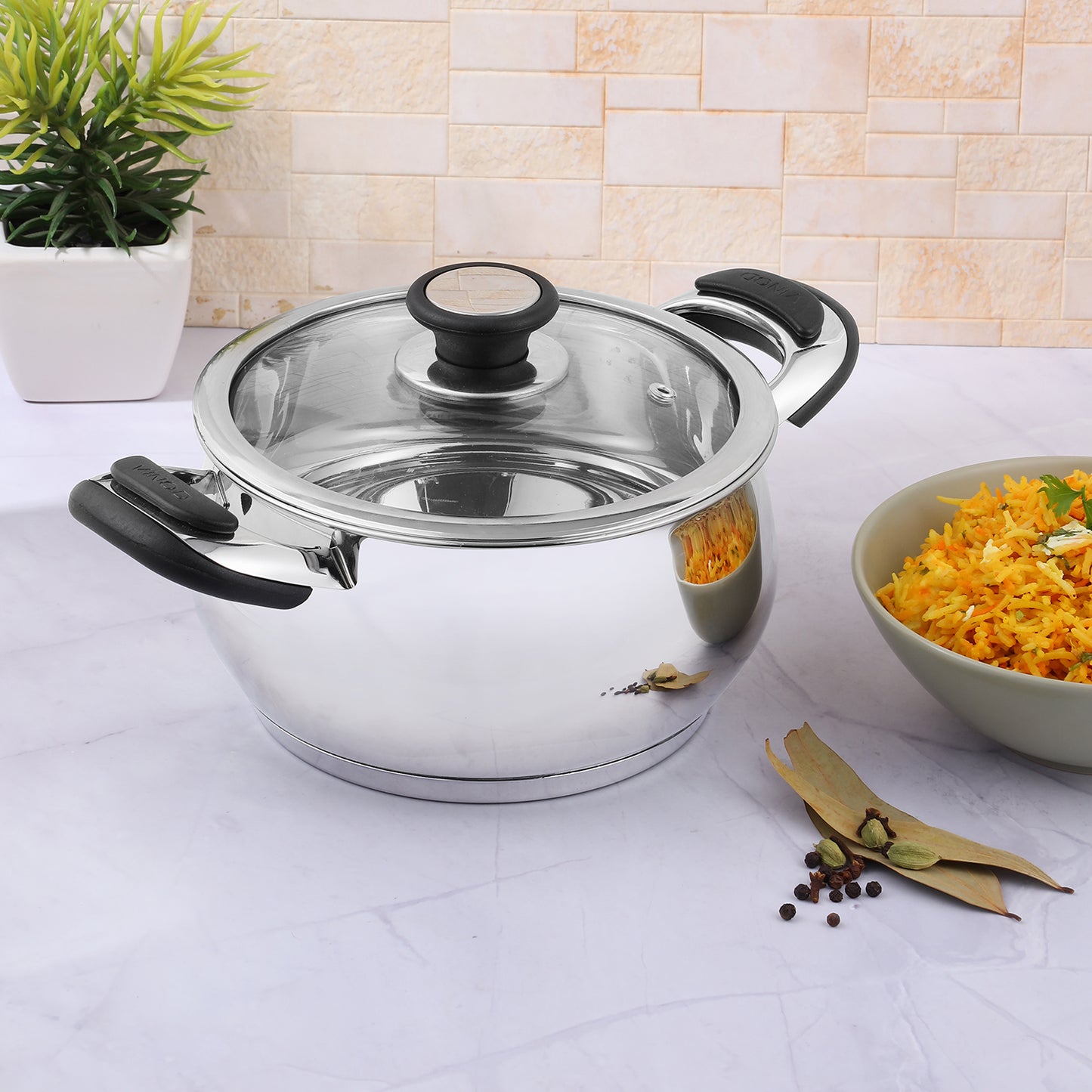 Vinod Stainless Steel Durban Handi Saucepot - Induction Friendly, Available in 16cm 2L, 18cm 2.7L and 20cm 4L, Mirror Polish Finish | Vinod Cookware India